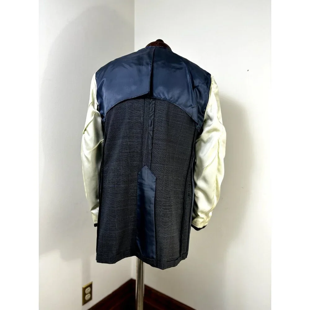 Brooks Brother Men's Sport Coat Blazer Size 41L Windowpane Gray Blue Suit Jacket